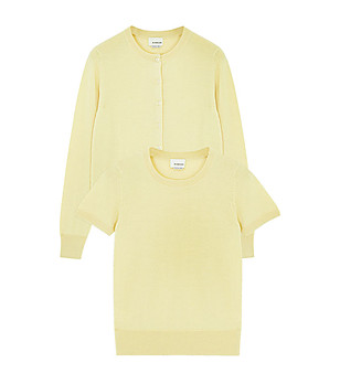 Комплект от блуза и жилетка от памук и кашмир в жълто Tina снимка