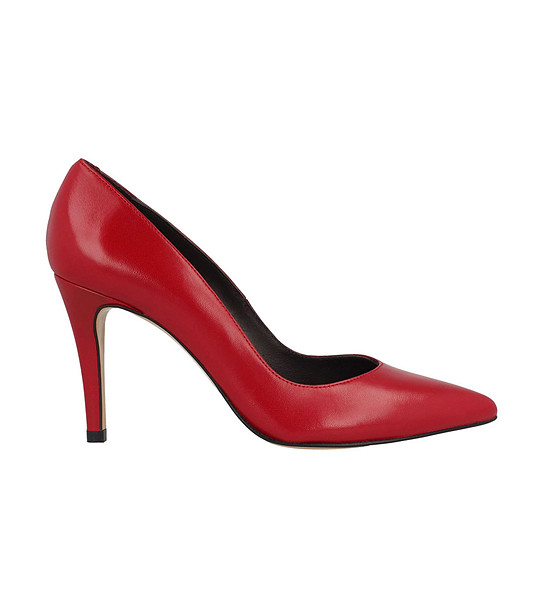 Елегантни дамски кожени обувки в червено Daneta снимка