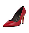 Елегантни дамски кожени обувки в червено Daneta-1 снимка