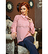 Розова дамска блуза с дантела-0 снимка
