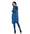 Дълга дамска жилетка с качулка в синьо Felicity-1 снимка