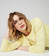 Комплект от блуза и жилетка от памук и кашмир в жълто Tina-1 снимка
