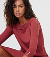Дамски пуловер с естествени влакна в червено Selena-2 снимка