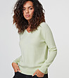 Светлозелен дамски пуловер с естествени влакна Federica-0 снимка