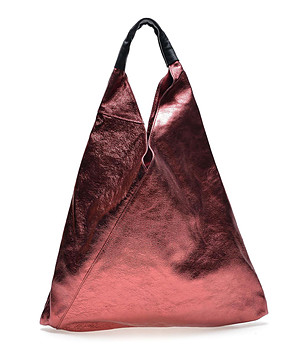 Дамска чанта от естествена кожа в червен нюанс Eve снимка
