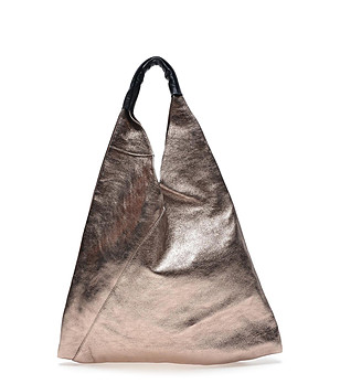 Дамска чанта от естествена кожа в бронзов нюанс Eve снимка