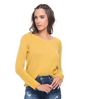 Дамски пуловер Simina в цвят горчица снимка