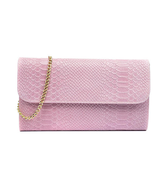 Розова дамска клъч чанта от естествена кожа Lorrain снимка