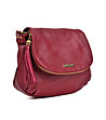 Тъмночервена дамска кожена чанта с пискюл Lotty-2 снимка