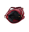 Тъмночервена дамска кожена чанта с пискюл Lotty-3 снимка