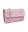 Розова дамска клъч чанта от естествена кожа Lorrain-2 снимка