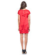 Червена рокля с принт в бежови нюанси Sabina-1 снимка