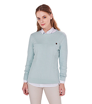 Памучен дамски пуловер в цвят мента Daneta снимка
