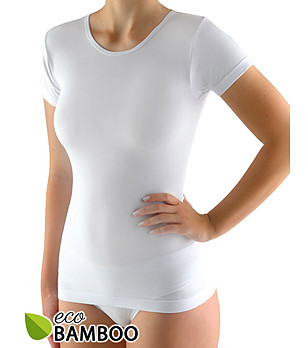 Бяла дамска тениска с бамбук Zita снимка