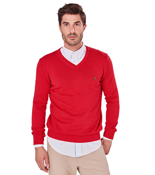 Червен мъжки памучен пуловер Casey снимка
