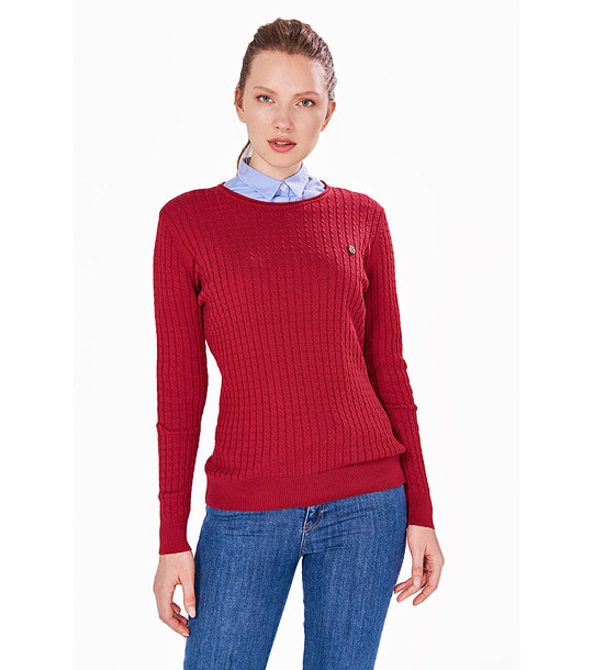 Червен памучен дамски пуловер Daneta снимка