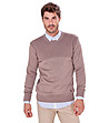 Памучен мъжки пуловер в светлокафяво Alister-0 снимка