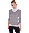 Памучен дамски пуловер в сиво Elisia-0 снимка