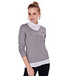 Памучен дамски пуловер в сиво Elisia-2 снимка