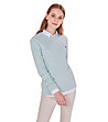 Памучен дамски пуловер в цвят мента Daneta-2 снимка