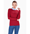 Червен памучен дамски пуловер Daneta-3 снимка