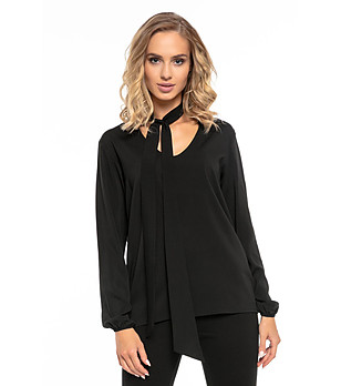 Черна дамска блуза с шал Emala снимка
