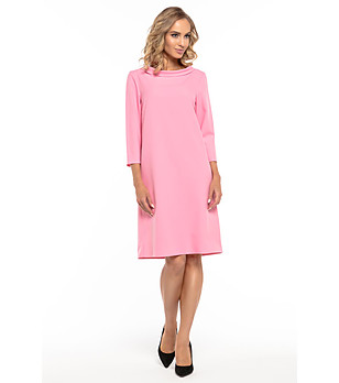 Розова рокля със 7/8 ръкави Elrica снимка