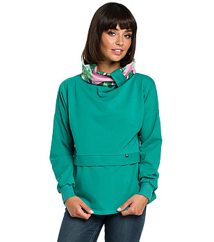 Памучна дамска блуза в зелено Mela снимка