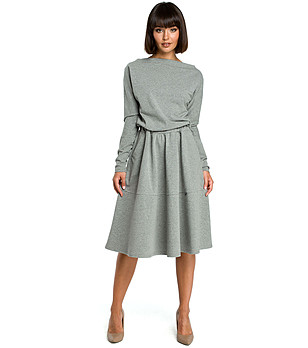 Памучна сива разкроена рокля Daria снимка
