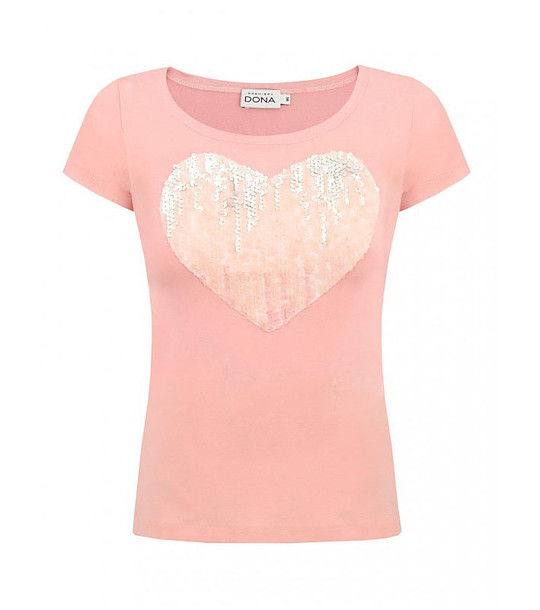 Розова дамска памучна тениска Glorin снимка