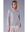Дамски пуловер в меланж на сиво и розово Nona-0 снимка