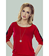 Червена дамска блуза Fabia с дантелени панели-1 снимка