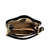 Черна кожена дамска чанта с ромбоидни шевове Flores-3 снимка