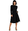 Памучна черна разкроена рокля Daria-0 снимка