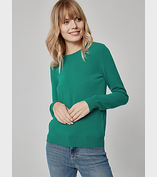 Кашмирен дамски пуловер в синьо-зелен нюанс Millie снимка