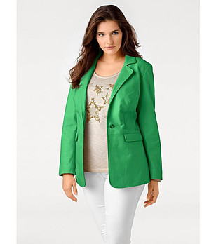 Зелено кожено дамско сако Elif снимка