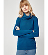 Дамски пуловер с мерино вълна и кашмир Mela в цвят петрол-0 снимка