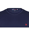 Тъмносиня мъжка памучна тениска с червена бродерия Lark-3 снимка