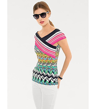 Многоцветна дамска блуза с ефектен дизайн Molly снимка