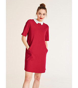 Червена рокля с яка Karrie снимка