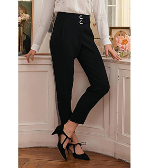 Черен дамски панталон с висока талия Marion снимка