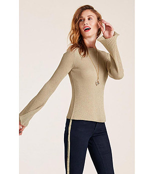 Дамски пуловер със златисти нишки Oriha снимка