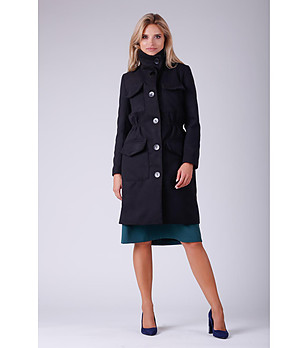 Дамско палто с вълна в черно Flavia снимка