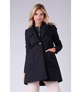 Черно дамско палто Gladys с вълна снимка