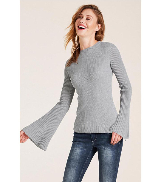 Ефектен сив дамски пуловер Capri снимка