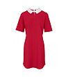 Червена рокля с бяла яка Karrie-1 снимка