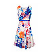 Бяла рокля с флорален принт в синьо и оранжево Armina-1 снимка
