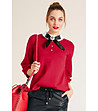 Елегантна червена дамска блуза Florrie-0 снимка