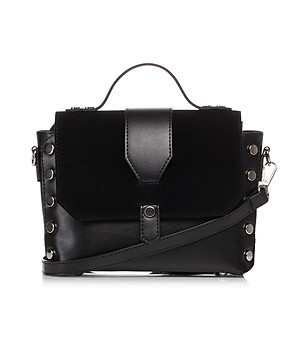 Черна дамска чанта с декоративни капси Molina снимка