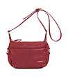Червена дамска кожена чанта за рамо Fani-2 снимка